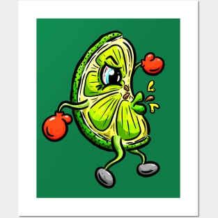 Angry Spitting Lime Slice Cartoon Character Illustration Posters and Art